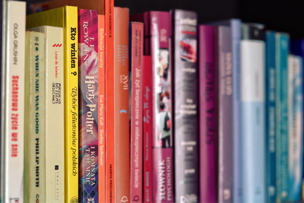 Closeup of colourful books 