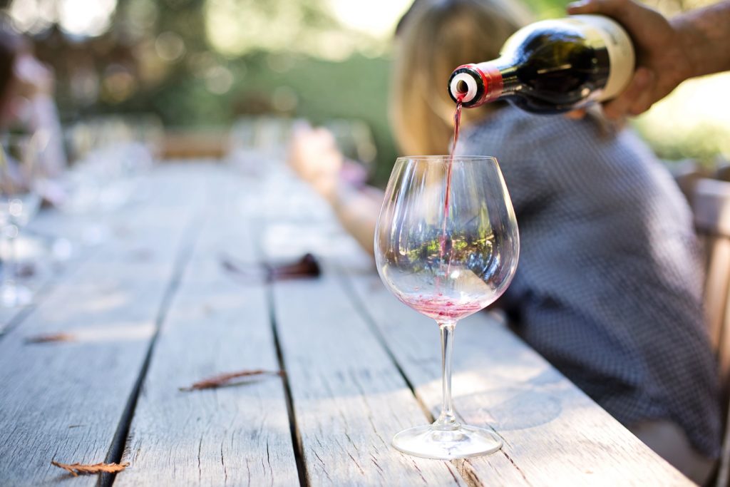 Red wine being poured