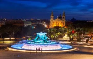 Triton Fountain at night