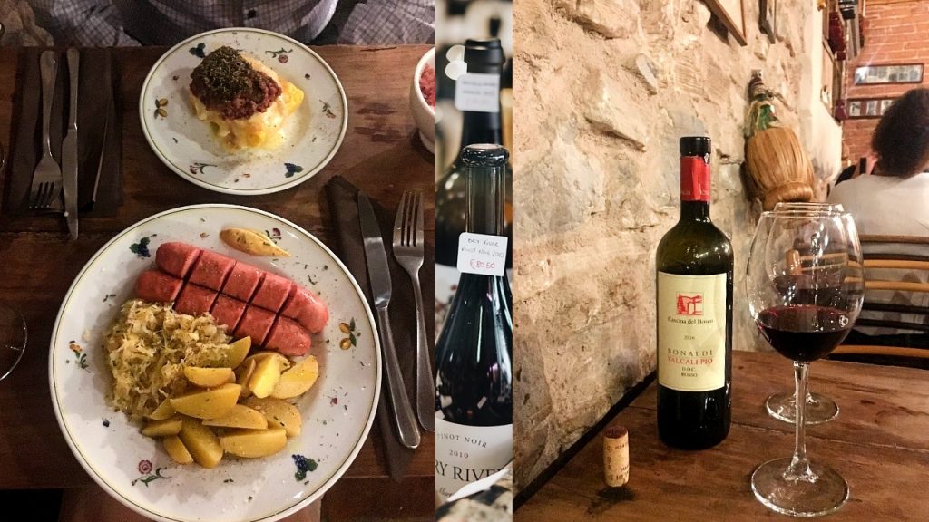 Food and Wine at La Fiaschetteria restaurant